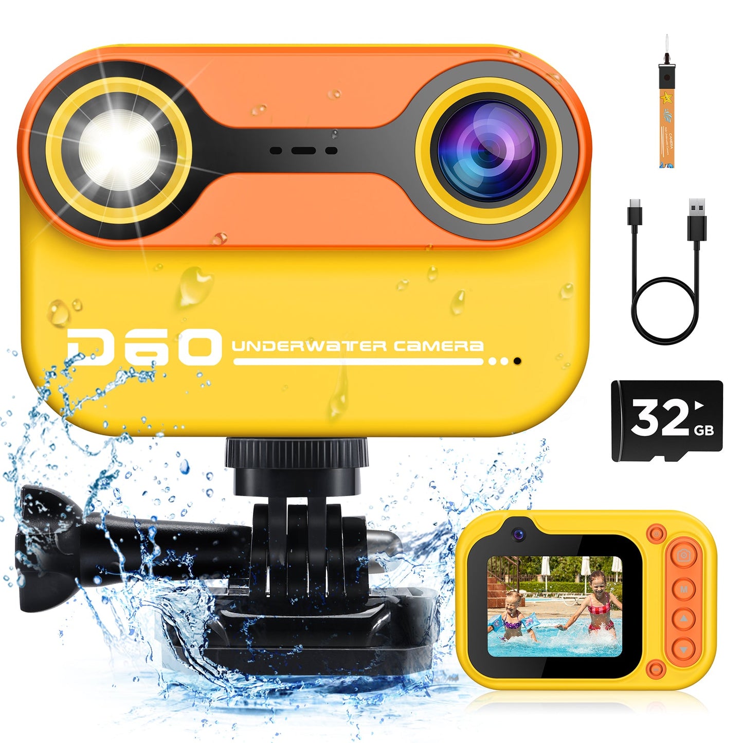 GOFUNLY Kids Camera Waterproof ,Underwater Kids Camera | D60
