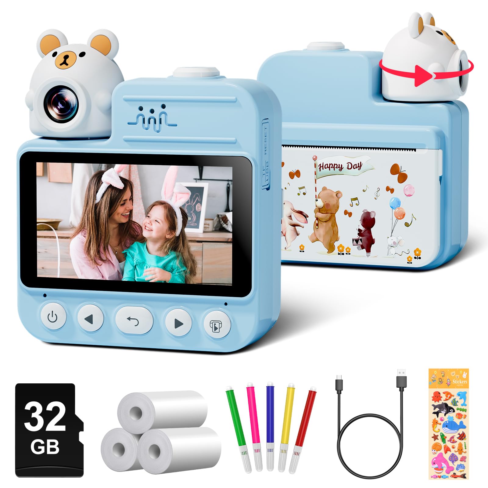Toyogo Digitale instant camera voor kinderen, LCD-scherm van 6,1 cm Toyogo Digitale instant camera voor kinderen, LCD-scherm van 6,1 cm