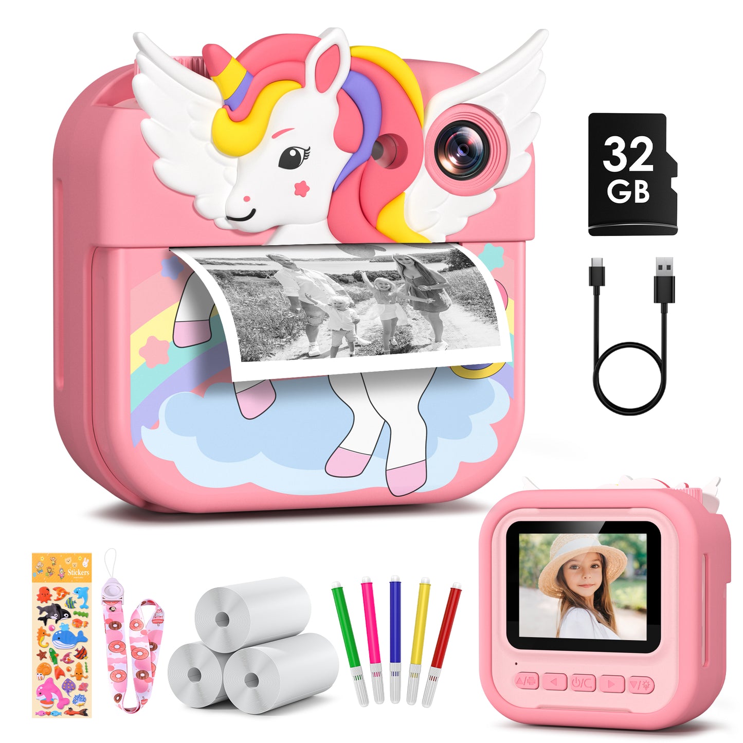 GOFUNLY Kids Camera Instant Print with 32GB Card | C1