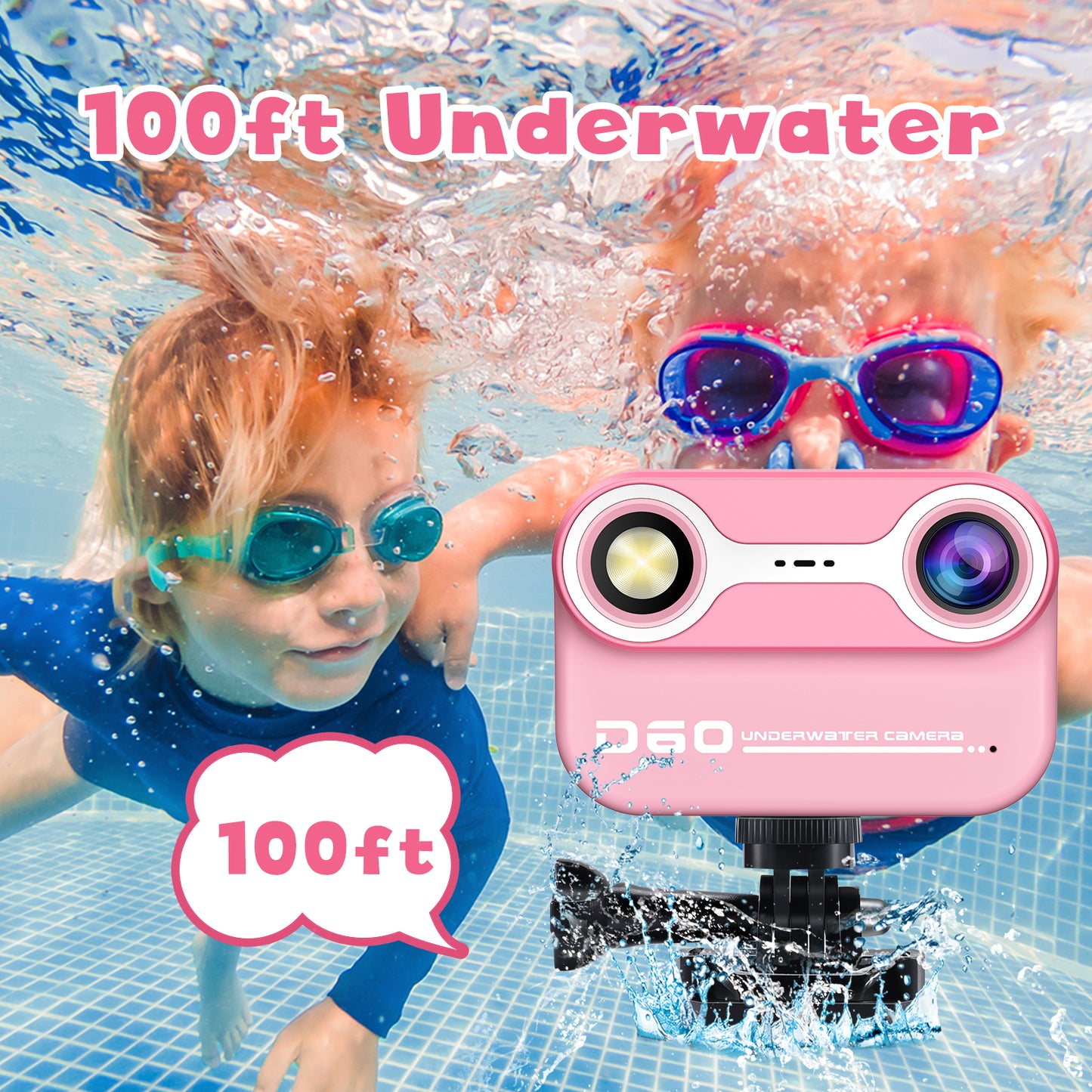 GOFUNLY Kinderkamera wasserdicht, Unterwasser-Kinderkamera | D60