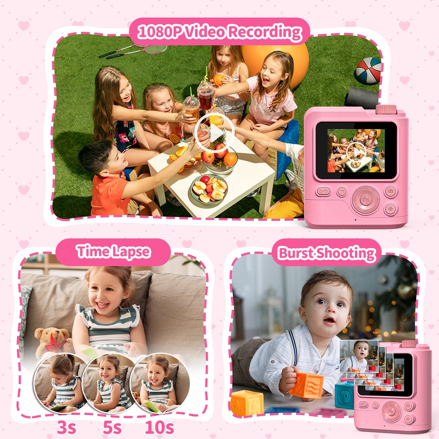Gofunly Kids Camera Instant Print, 1080P Digital Camera for Kids 3-12
