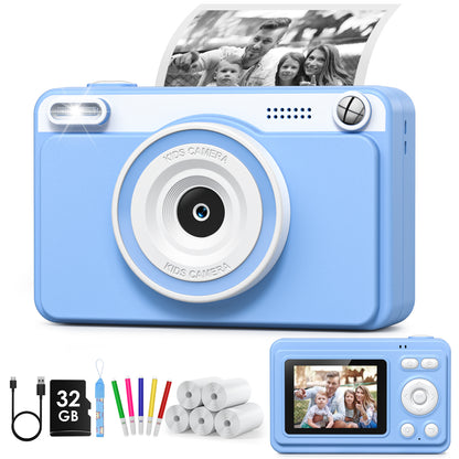 Gofunly Kids Instant Print Camera,Digital Toy Cameras for Boys & Girls Age 3-12 Birthday Learning Gifts Blue with 5Rolls Print Papers Blue