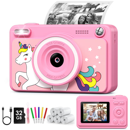 Gofunly Kids Instant Print Camera with 32GB Card – 1080P Digital Camera, Instant Photo Printing for Boys & Girls Ages 3-12
