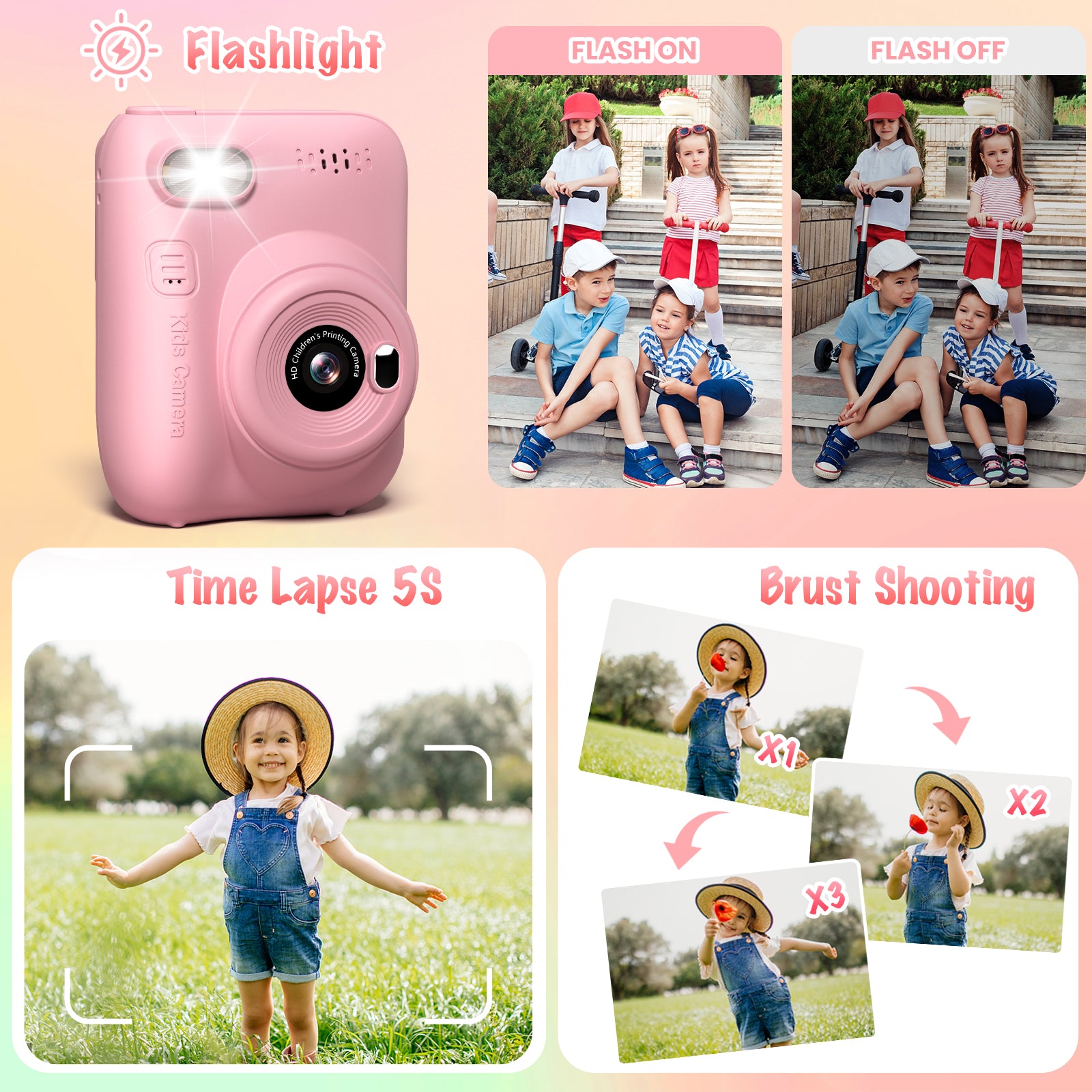 Gofunly Instant camera voor kinderen, 2,0 inch scherm, instant camera Gofunly Instant camera voor kinderen, 2,0 inch scherm, instant camera