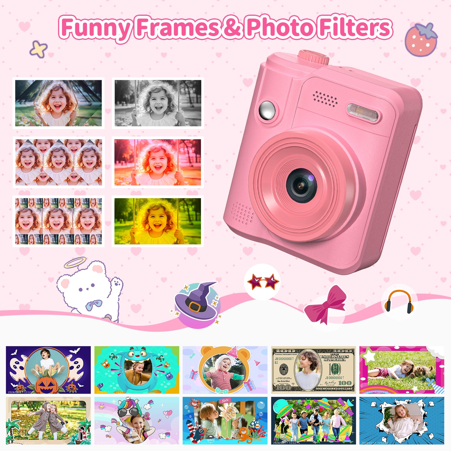 Gofunly Kids Camera Instant Print, 1080P Digital Camera for Kids 3-12