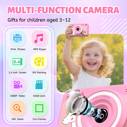Gofunly Kids Instant Print Camera with 32GB Card – 1080P Digital Camera, Instant Photo Printing for Boys & Girls Ages 3-12