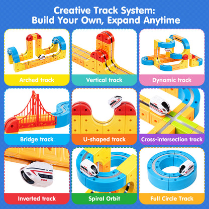 Gofunly 159-Piece Flexible Magnetic Train & Car Track Set | STEM Toy for Kids 3+
