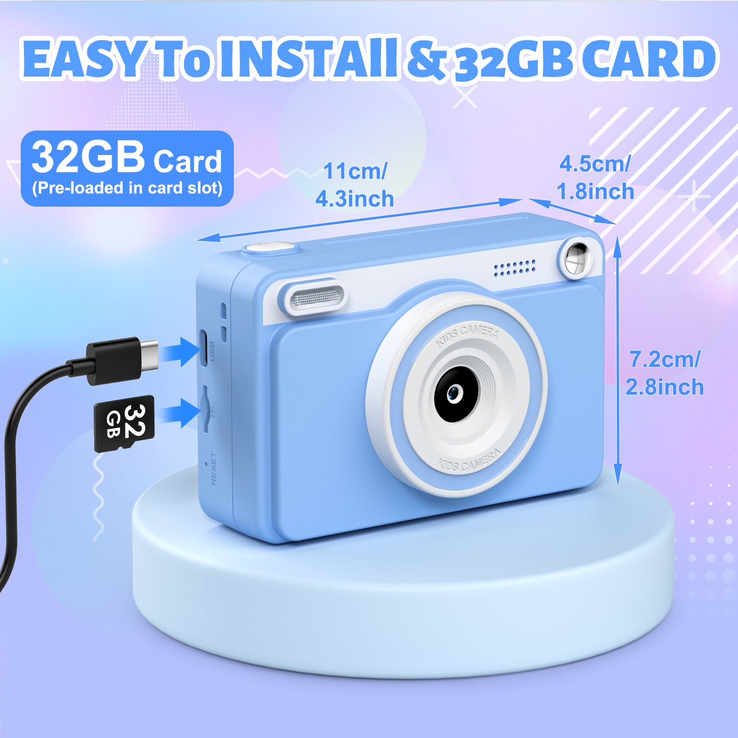 Gofunly Kids Instant Print Camera,Digital Toy Cameras for Boys & Girls Age 3-12 Birthday Learning Gifts Blue with 5Rolls Print Papers Blue