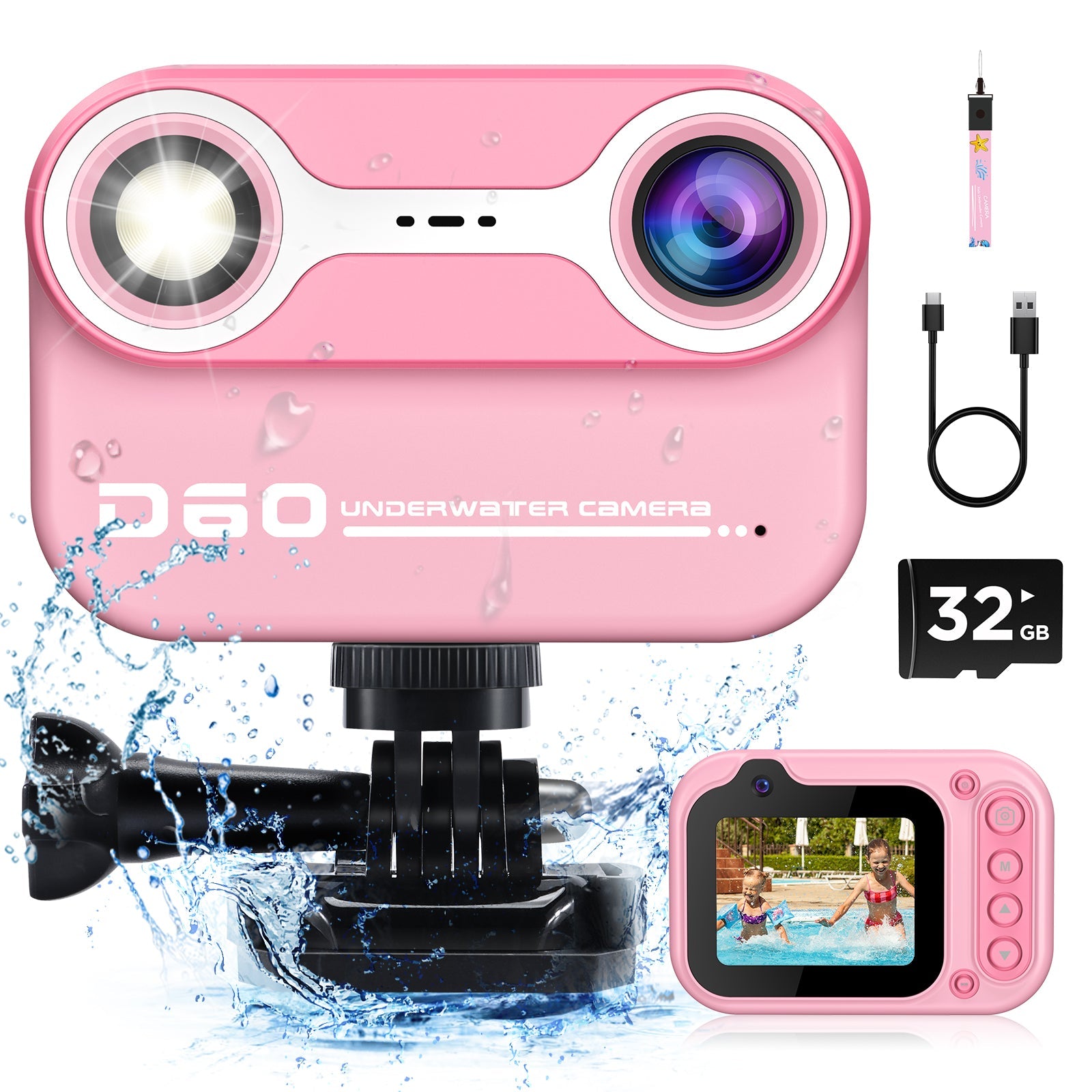 Pool Fun Camera Kids Camera Waterproof ,2.4'' HD Digital Camera Pool Toys for Kids ...