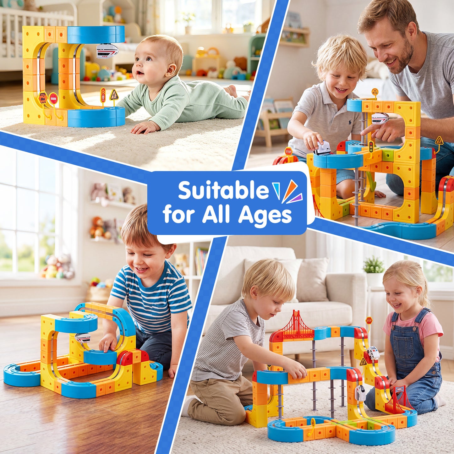 Gofunly 159-Piece Flexible Magnetic Train & Car Track Set | STEM Toy for Kids 3+