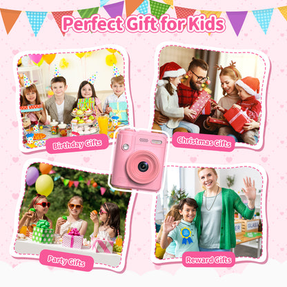Gofunly Kids Camera Instant Print, 1080P Digital Camera for Kids 3-12