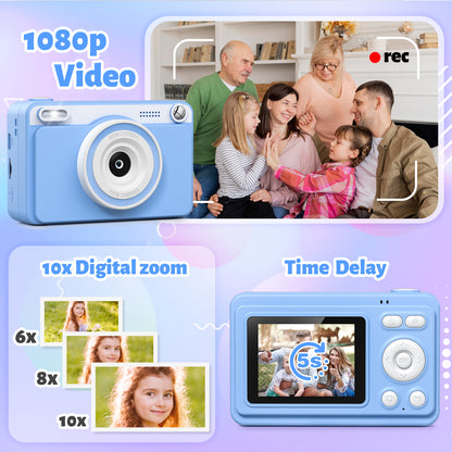 Gofunly Kids Instant Print Camera,Digital Toy Cameras for Boys & Girls Age 3-12 Birthday Learning Gifts Blue with 5Rolls Print Papers Blue