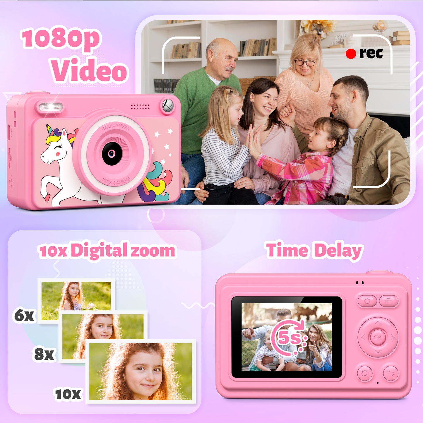 Gofunly Kids Instant Print Camera with 32GB Card – 1080P Digital Camera, Instant Photo Printing for Boys & Girls Ages 3-12