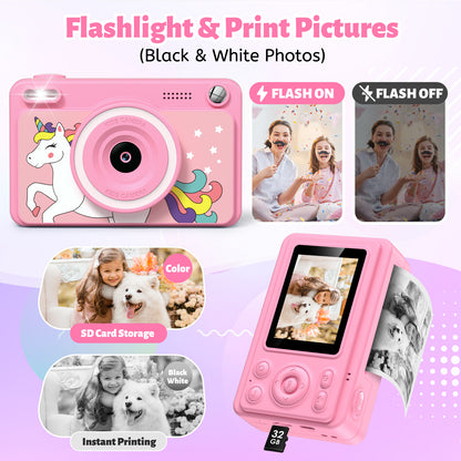 Gofunly Kids Instant Print Camera with 32GB Card – 1080P Digital Camera, Instant Photo Printing for Boys & Girls Ages 3-12