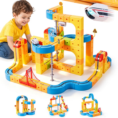 Gofunly 159-Piece Flexible Magnetic Train & Car Track Set | STEM Toy for Kids 3+