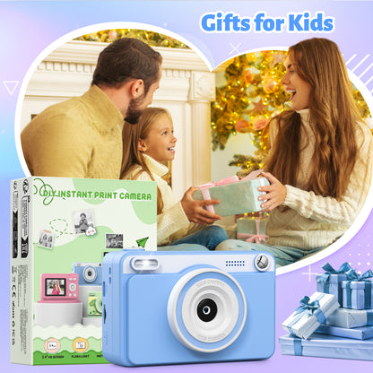 Gofunly Kids Instant Print Camera,Digital Toy Cameras for Boys & Girls Age 3-12 Birthday Learning Gifts Blue with 5Rolls Print Papers Blue
