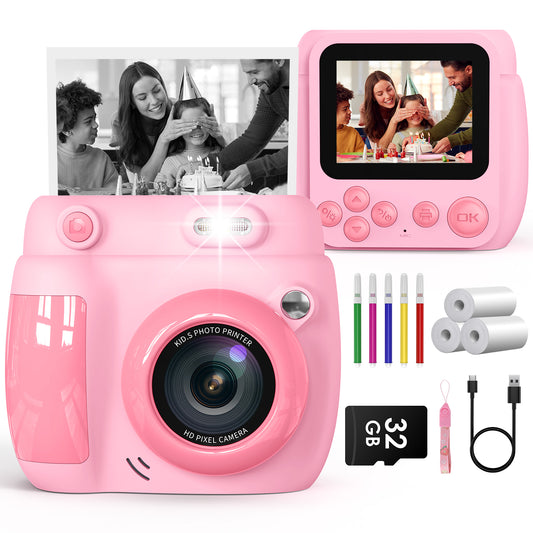 Gofunly Appareil Photo Instantané Enfant 2,4 Pouces - Caméra Vidéo Numérique 1080P
