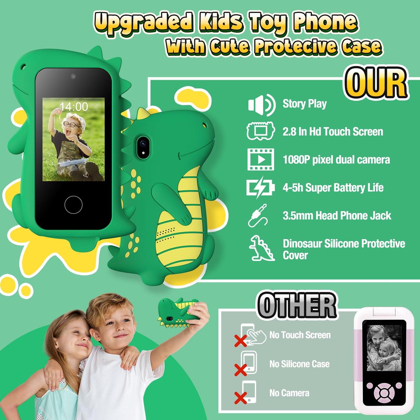 Gofunly Kinder-Smartphone für Mädchen und Jungen | T80