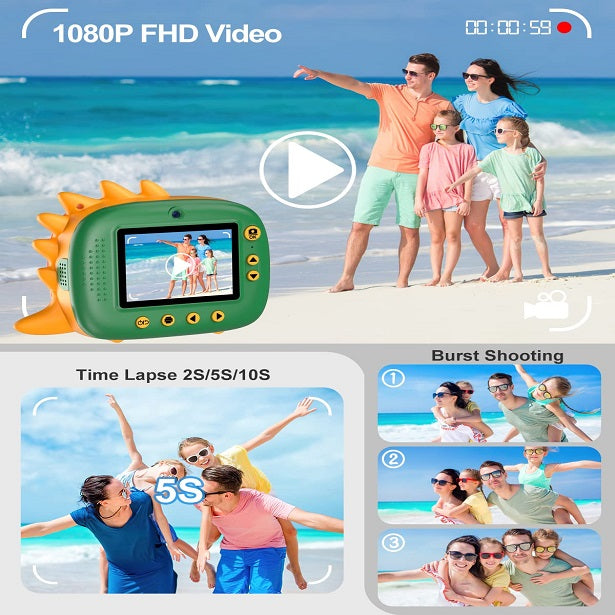 GOFUNLY Sofortbildkamera für Kinder, 12 MP/1080P HD-Videokamera als Geschenk | C6