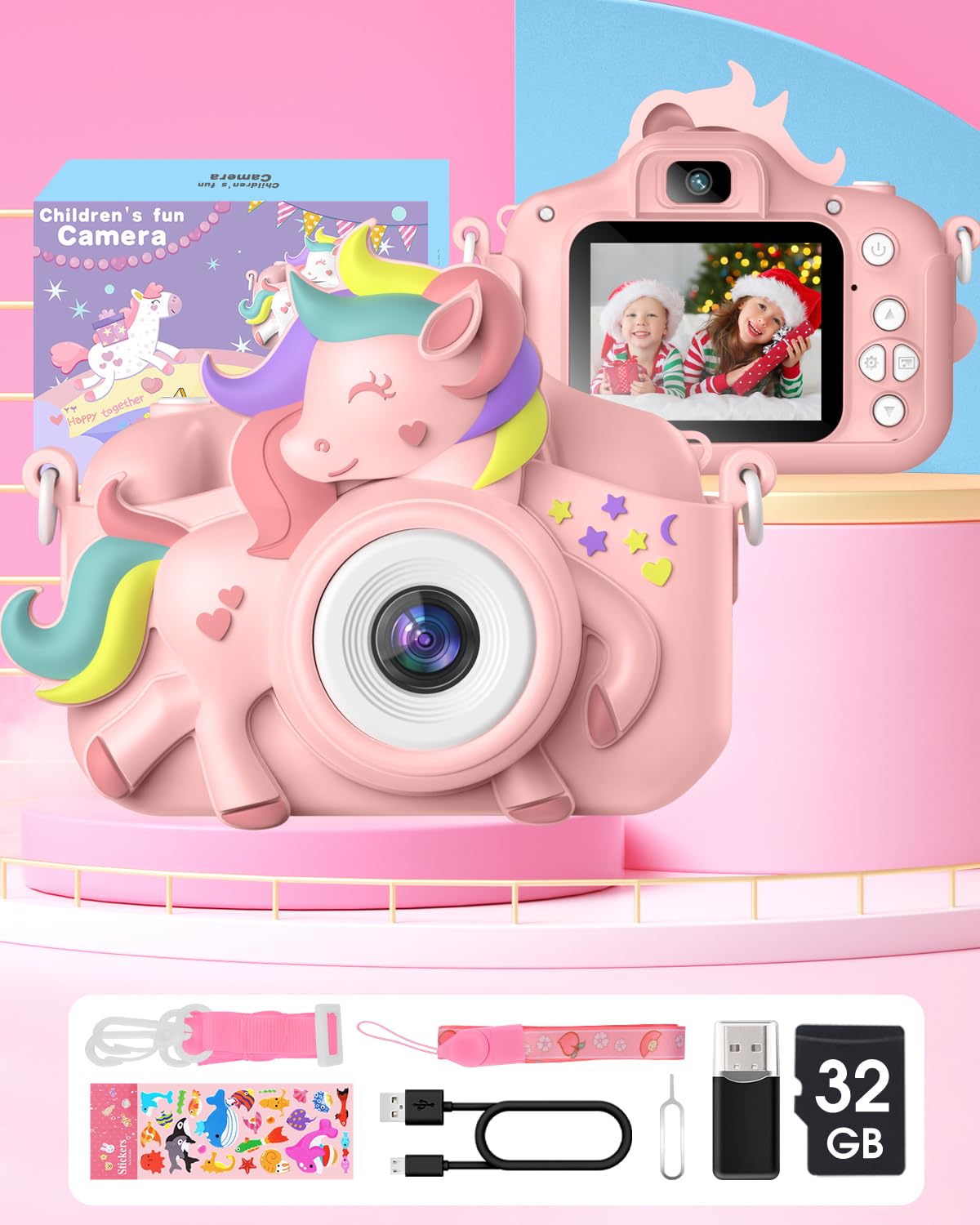 GOFUNLY Kinderkamera für 3–8 Jahre, 20 MP Selfie-Spielzeugkamera | HT-001